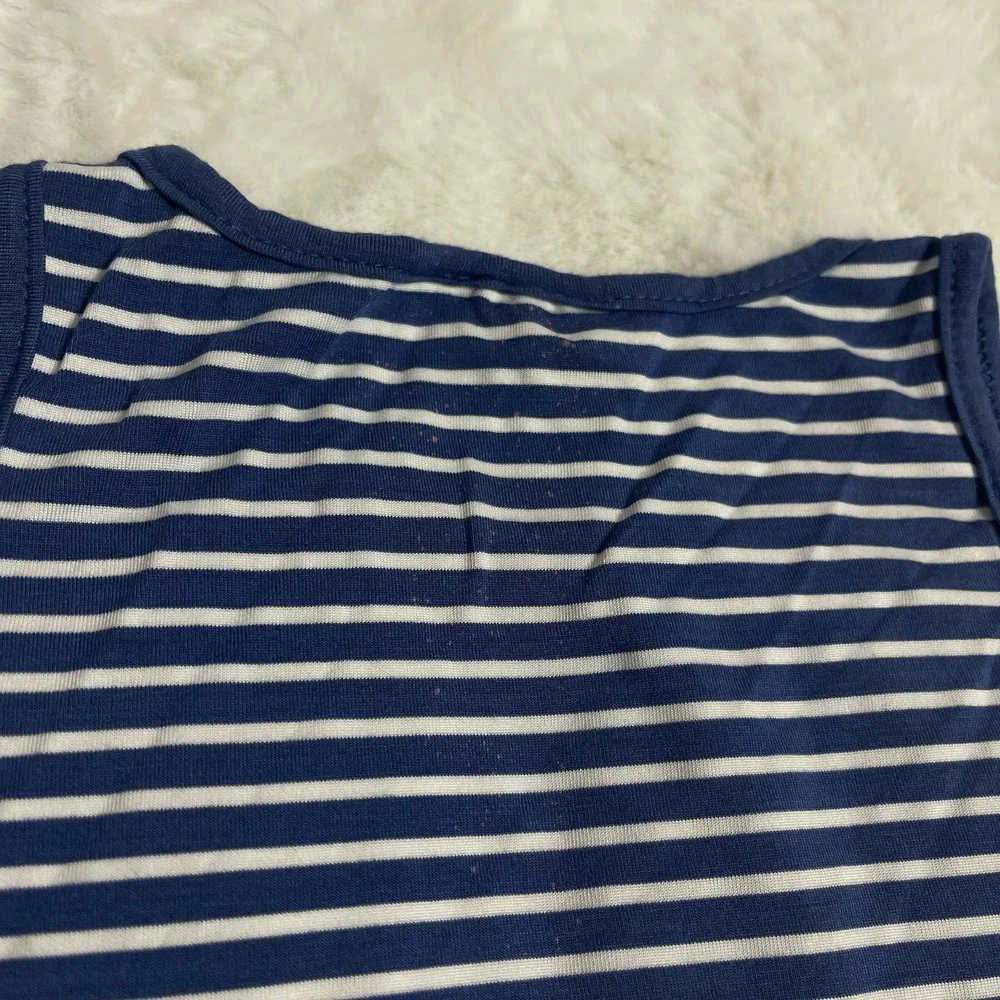 Kiwi + Punch Kids Girl's Navy Blue White Striped Sleeveless Dress‎ Size Small
